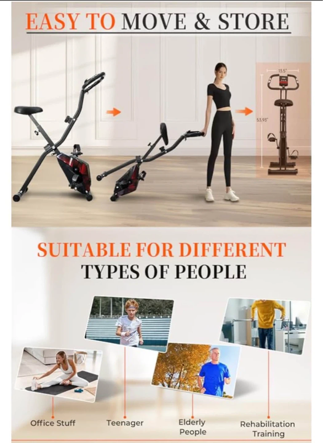 KALWOL Folding Exercise Bike with Media Holder - photo 5