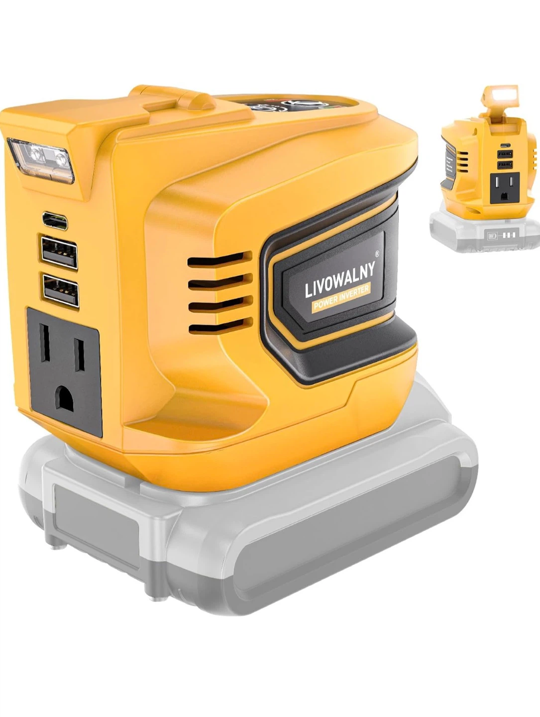 2 LIVOWALNY Power Inverter with DeWalt 20V Battery Adapter - photo 2