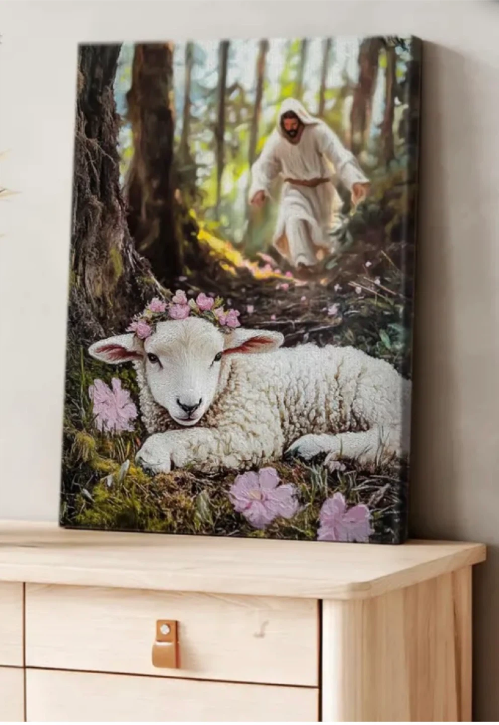 Jesus and Lamb Canvas Wall Art 16x24 - photo 3
