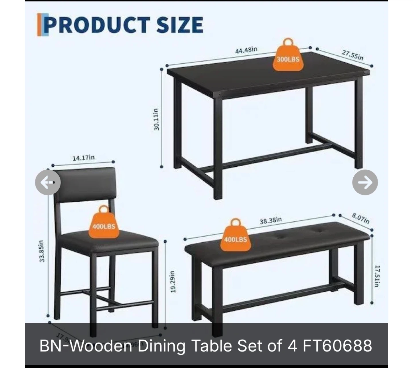 BN Wooden Dining Table Set with 4 Chairs and Bench - photo 2