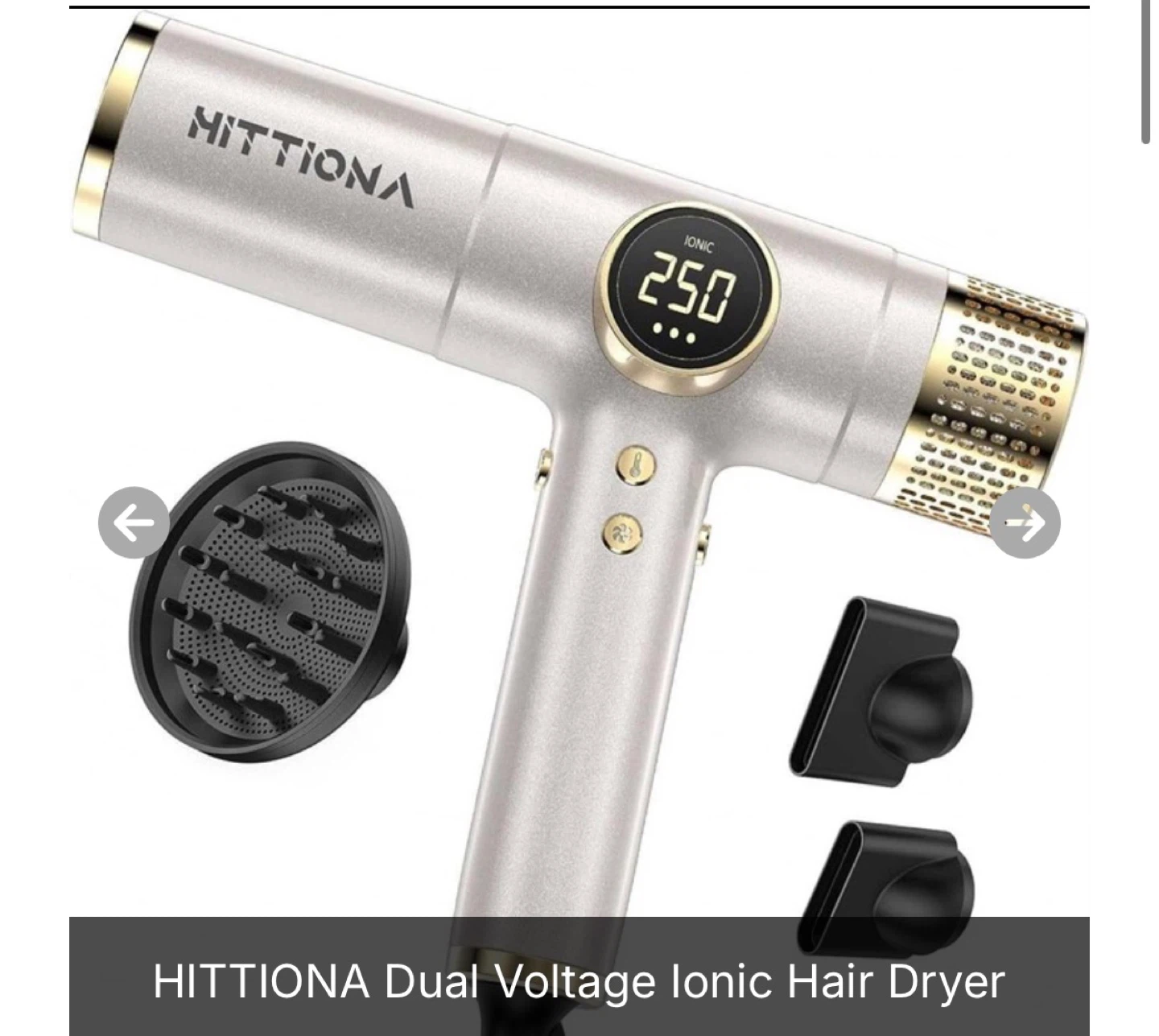 HITTIONA Dual Voltage Ionic Hair Dryer