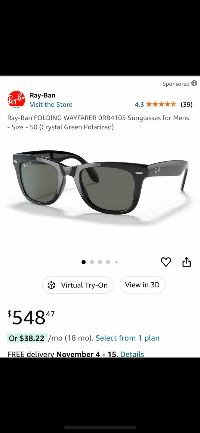 Ray-Ban Folding Wayfarer RB4105 Sunglasses