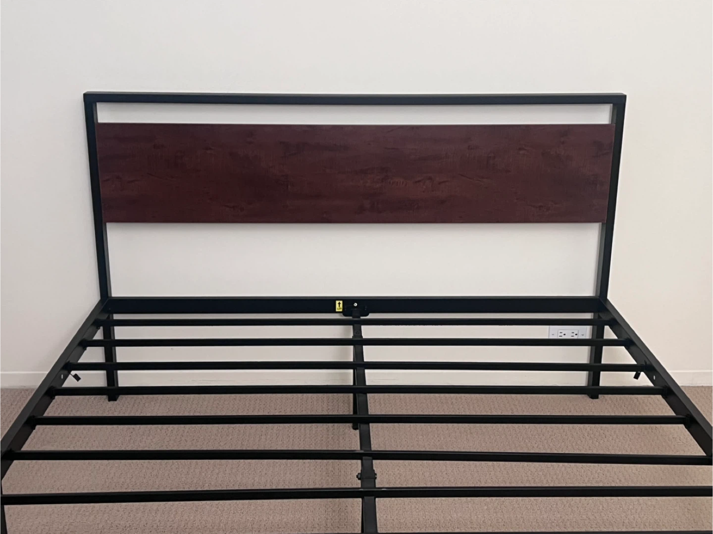 Queen Size Metal Bed Frame with Wooden Headboard - photo 3
