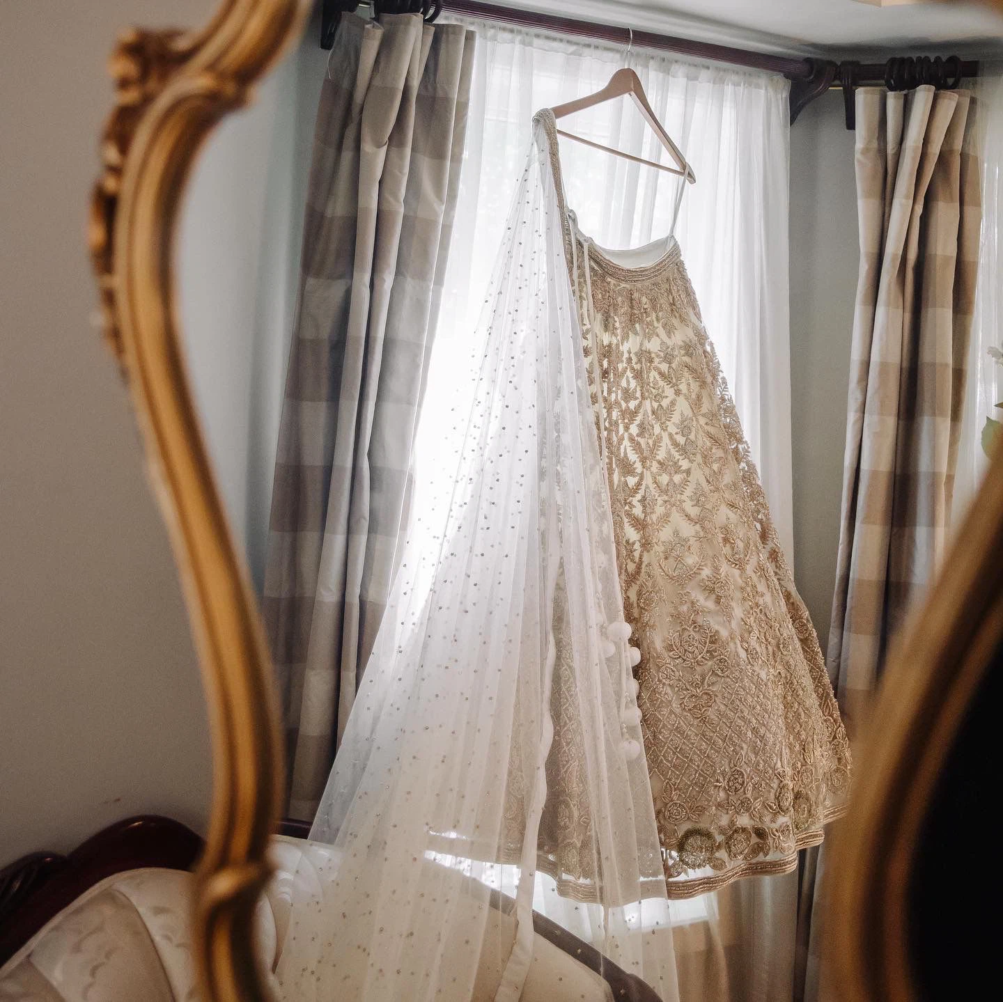 Custom Indian Couture Bridal Lengha with Long Veil -  Kora Work - photo 5