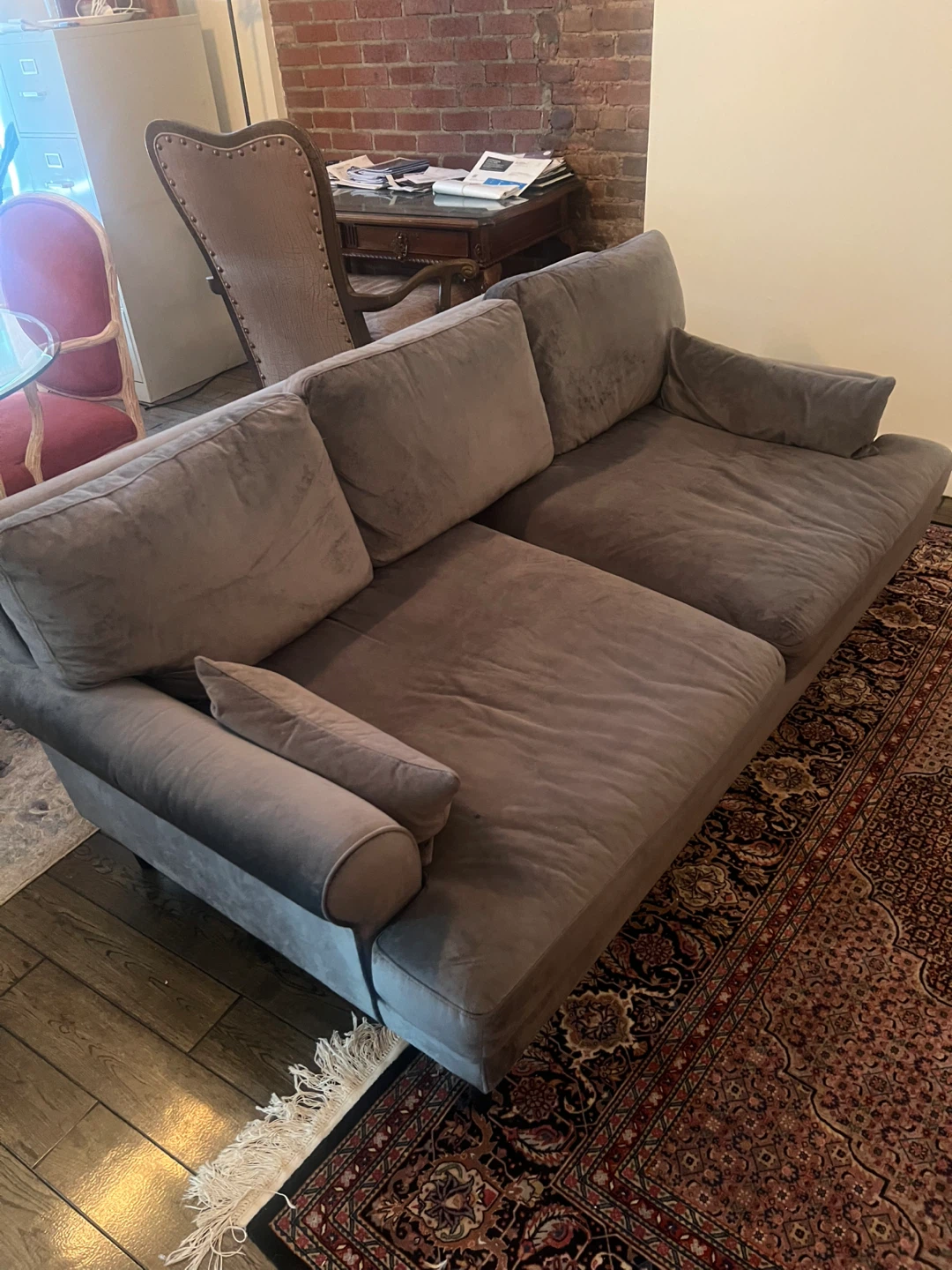 Gray Velvet Sofa