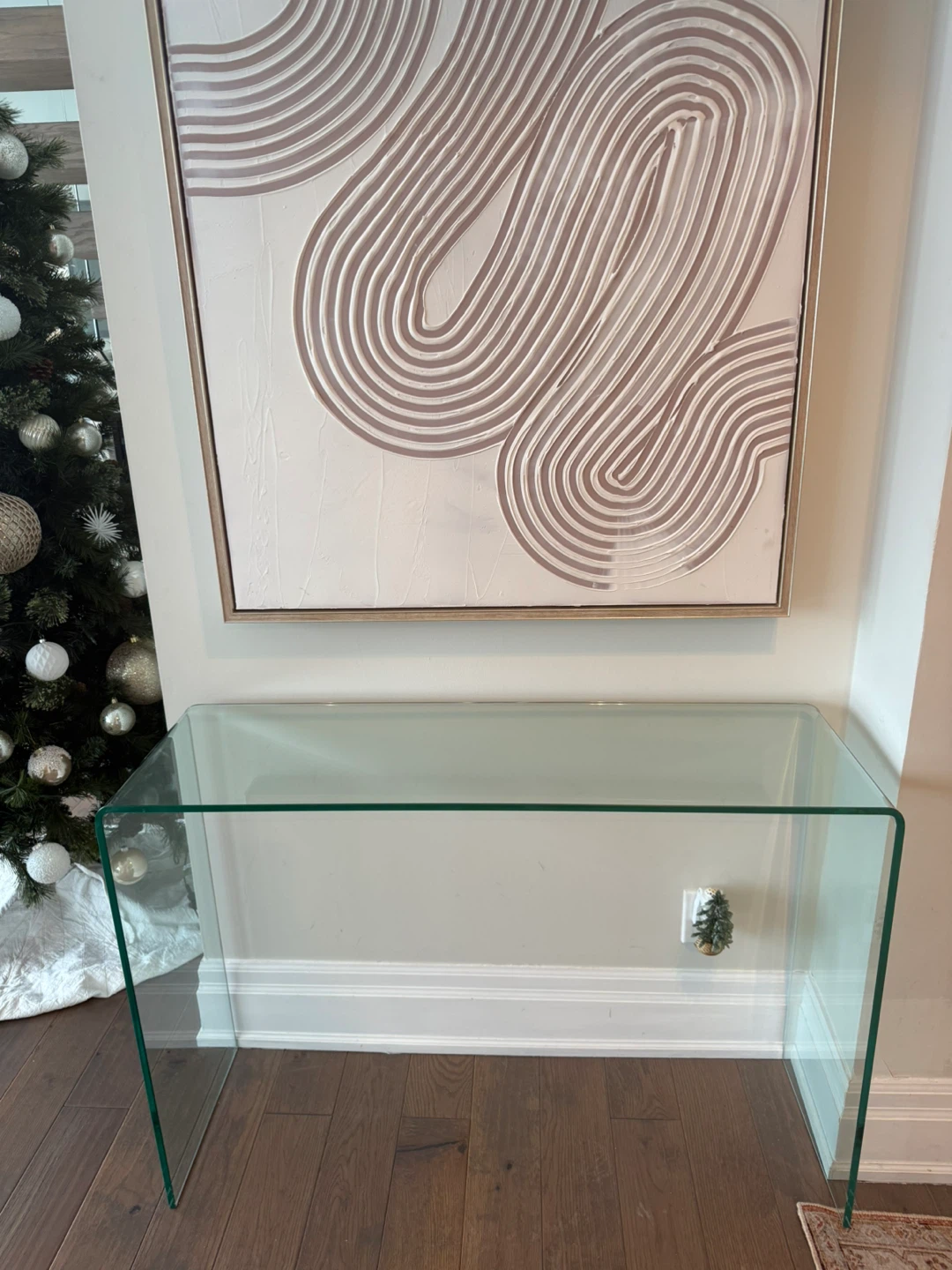 Clear, glass console table - like new - photo 2