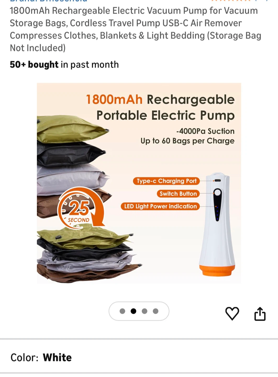 Brand New 1800mAh Rechargeable Electric Vacuum Pump - photo 2