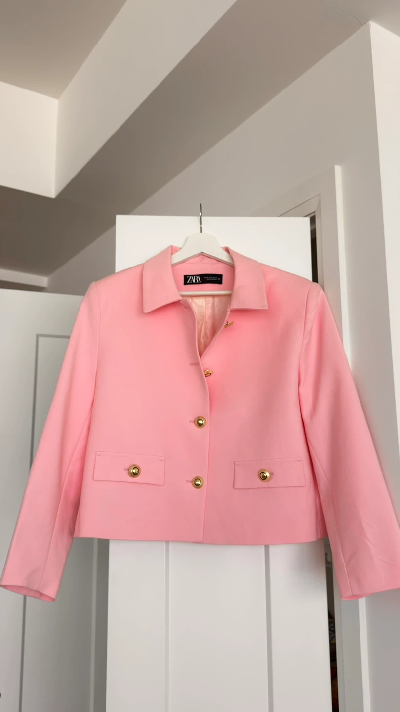 Zara Pink Blazer Jacket with Gold Buttons