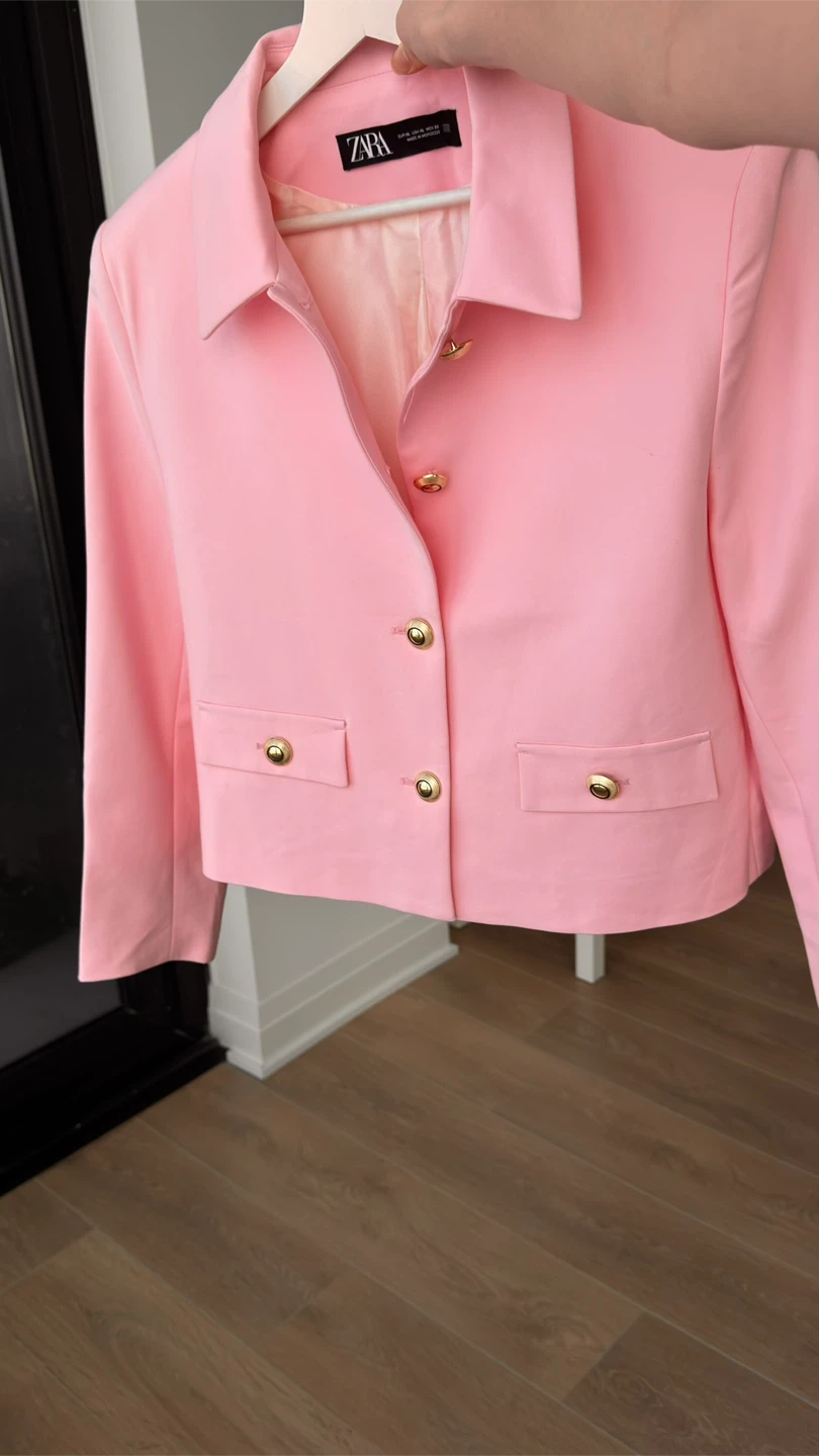 Zara Pink Blazer Jacket with Gold Buttons - photo 2