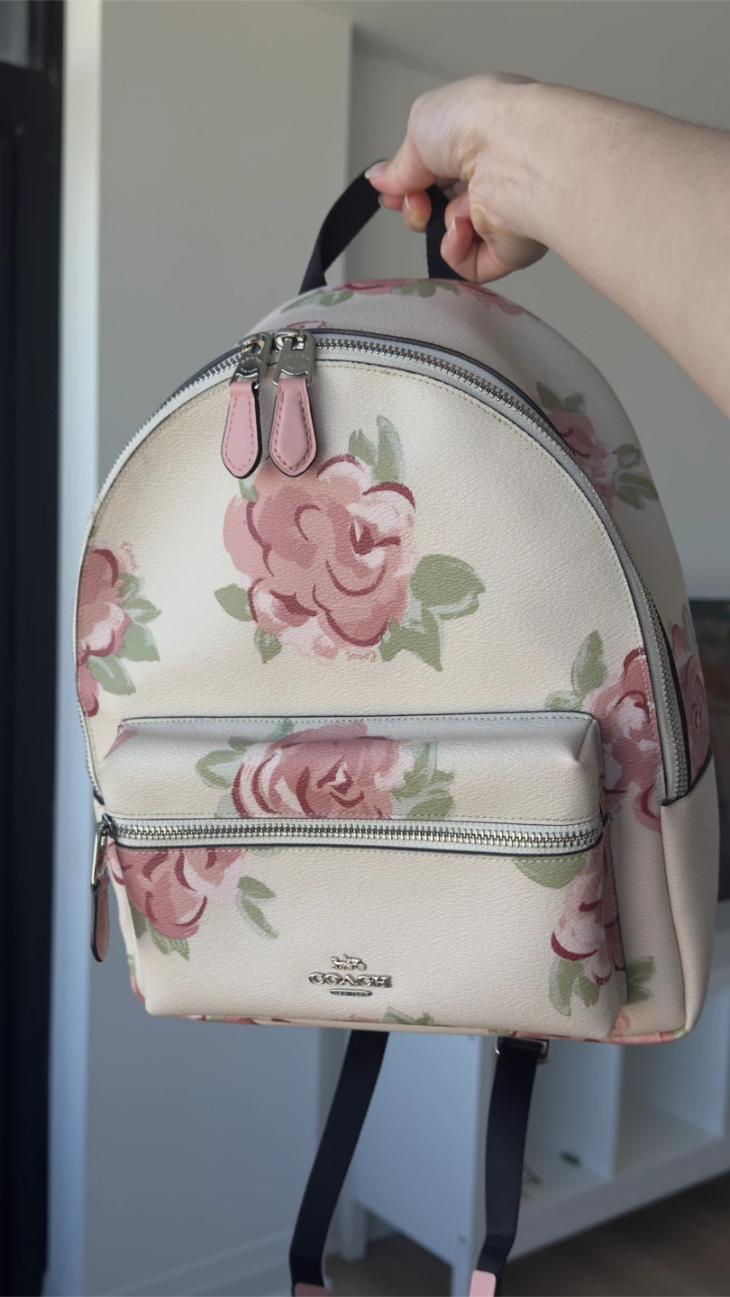 Coach Rose Print Backpack