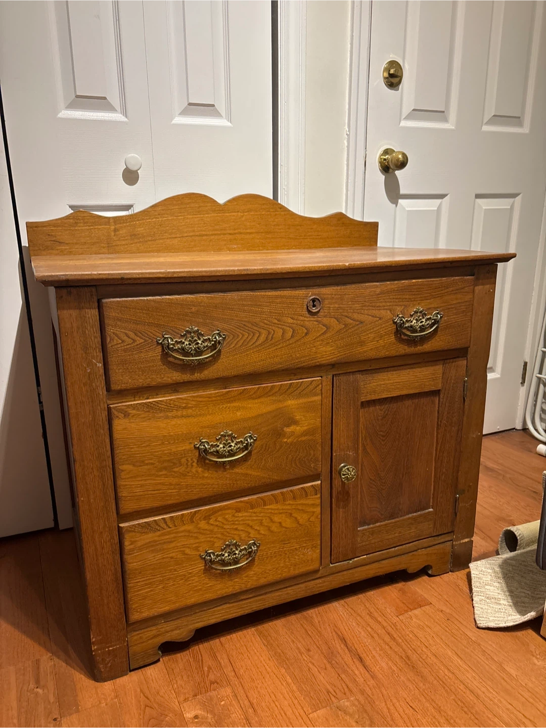 Solid Antique Oak Dresser with Cabinet