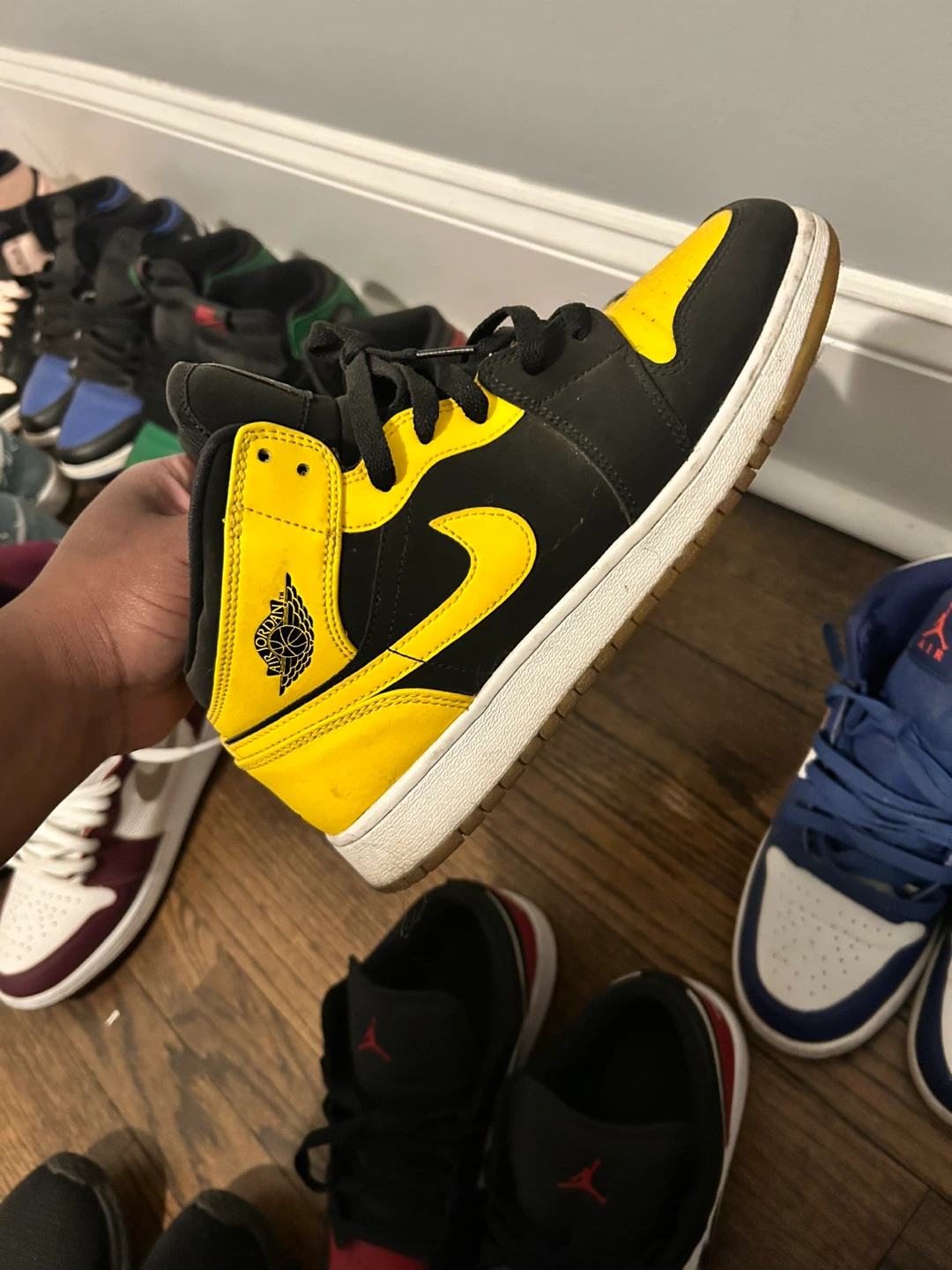 Air Jordan 1 Mid Yellow Black Sneakers - photo 3
