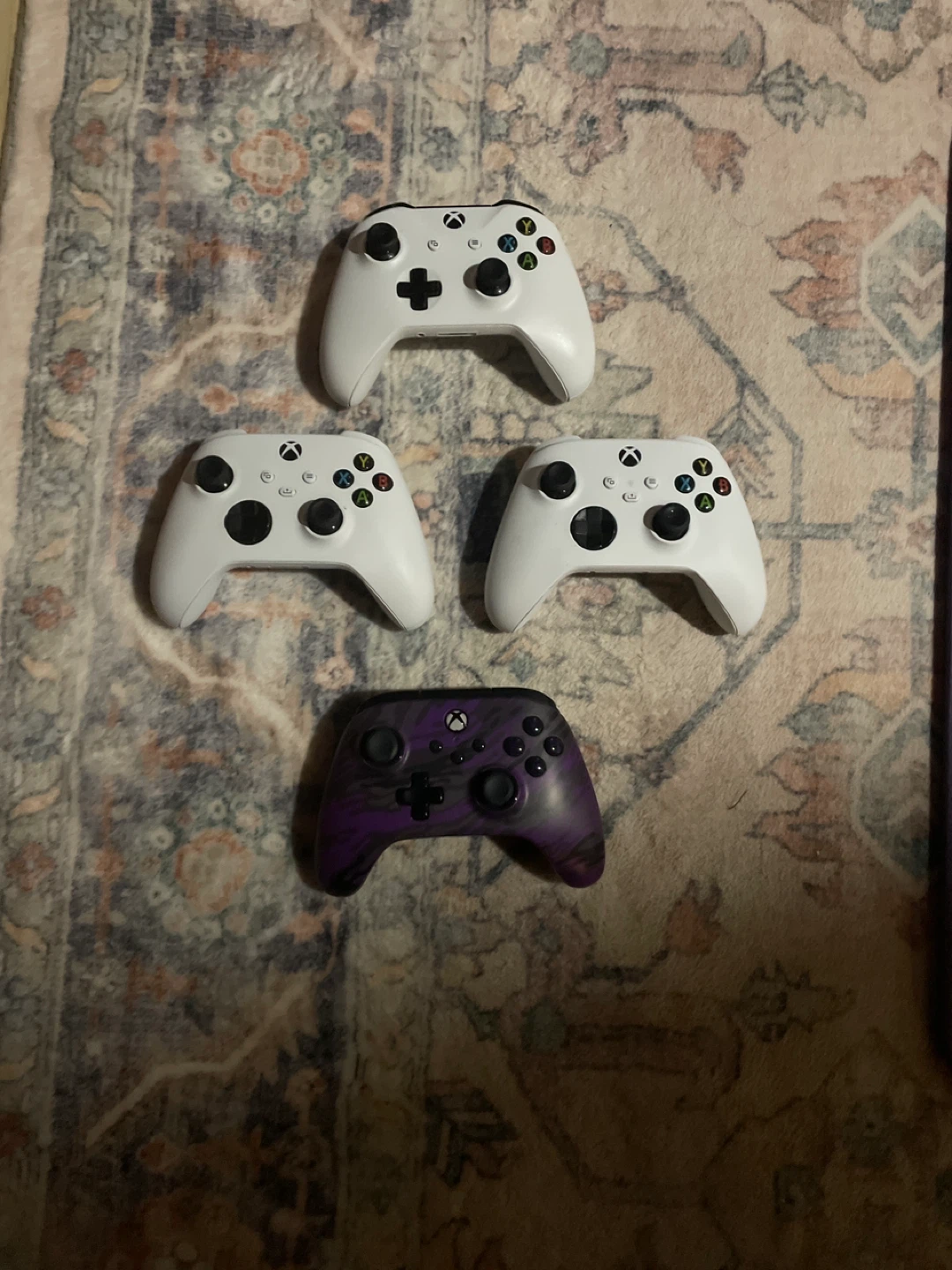 Xbox Wireless Controllers (3 White, 1 Purple/Black)