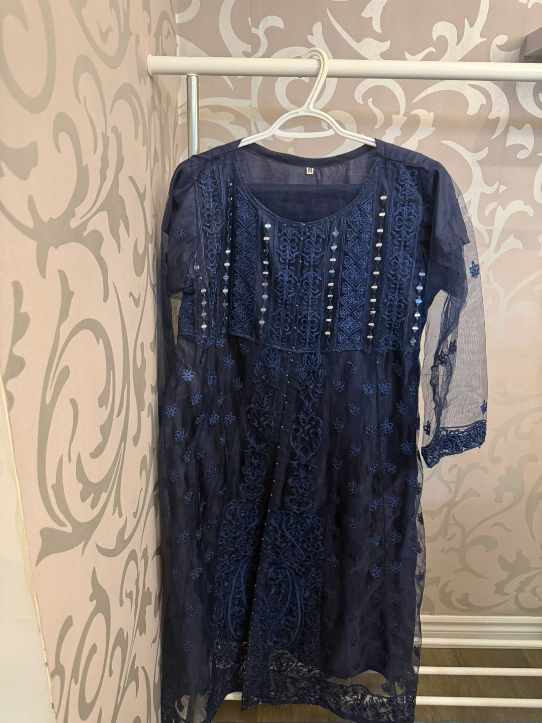 Navy Blue Embroidered 3 piece suit