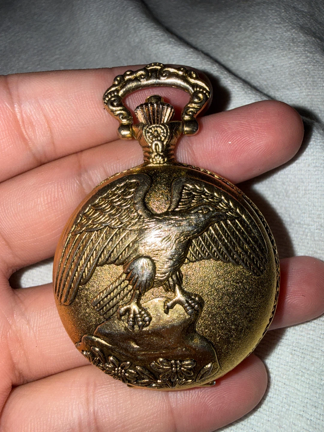 Gold Tone Eagle Pocket Watch