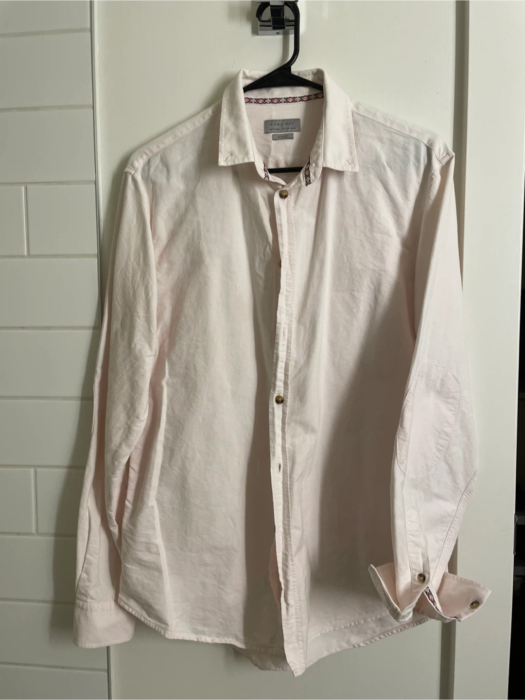 Zara Man Slim Fit Long Sleeve Shirt - Light Pink - photo 2