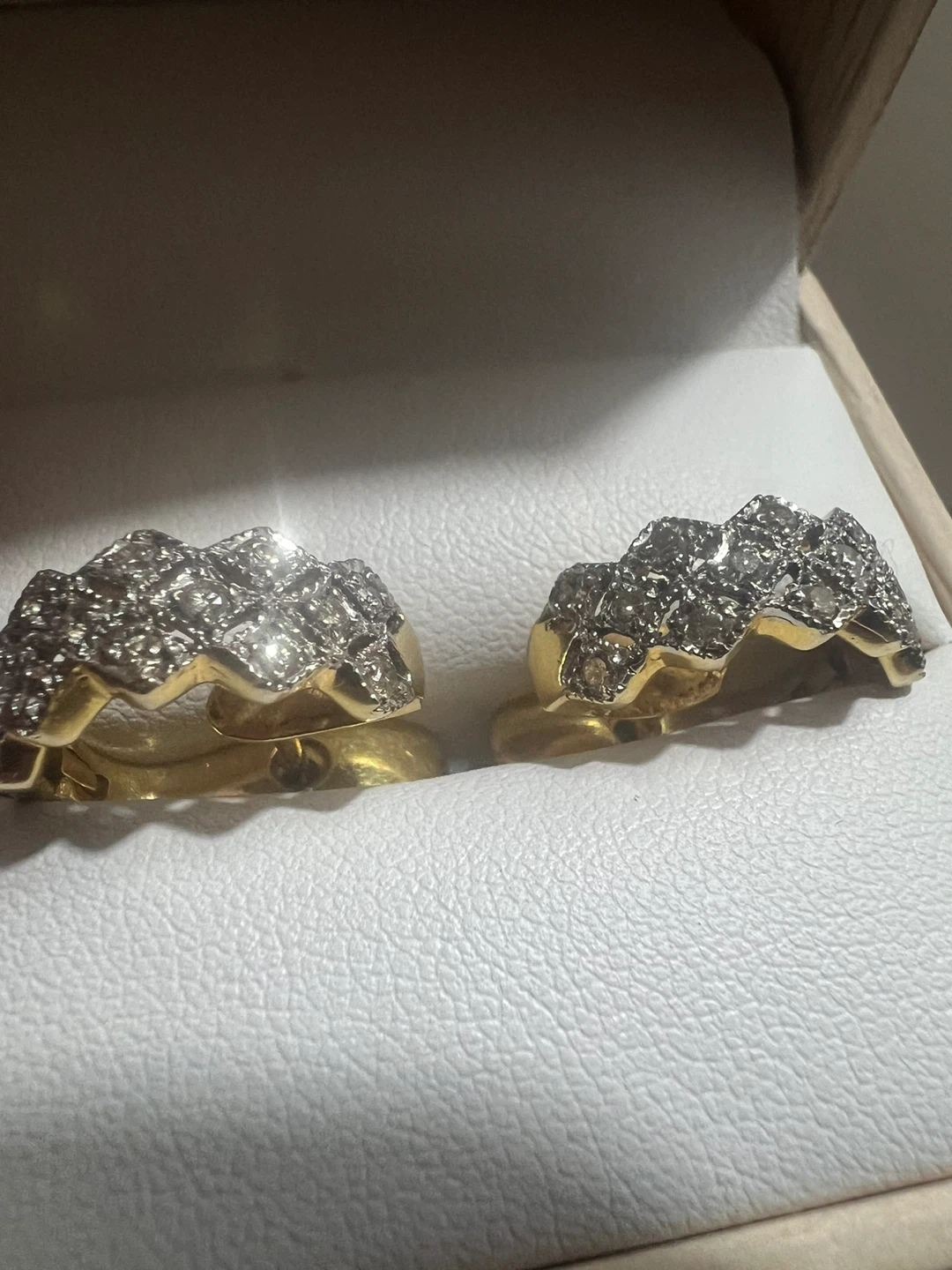 14 k Gold and Diamond Hoop Earrings