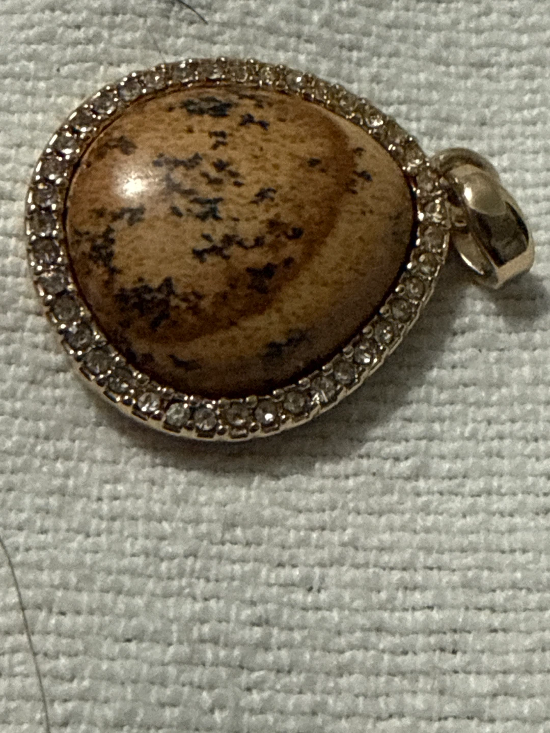 Gold Tone Pendant with Jasper Stone and Rhinestones - photo 3