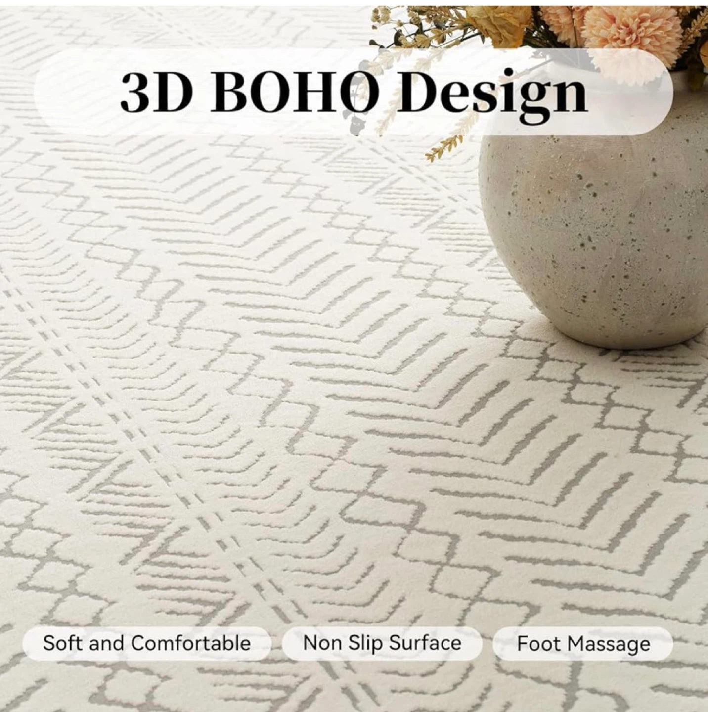 9x12 Feet White Geometric Area Rug - 3D Boho Design - photo 2