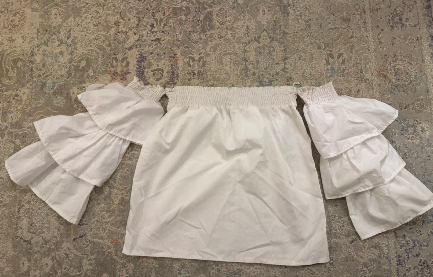 White Off-the-Shoulder Sleeve Blouse