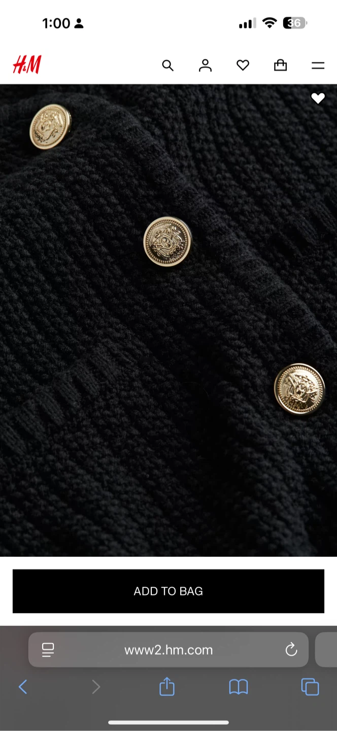 H&M Short Textured-Knit Cardigan - Black - photo 2