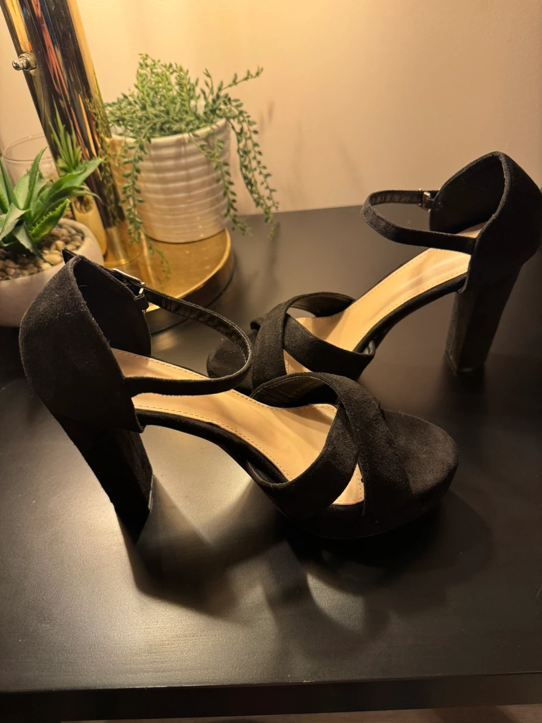 Black Suede Platform Heels - photo 4