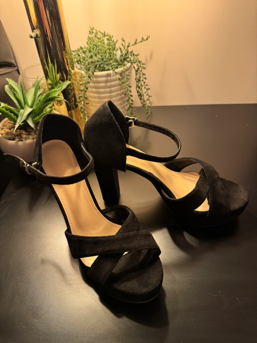 Black Suede Platform Heels - photo 3