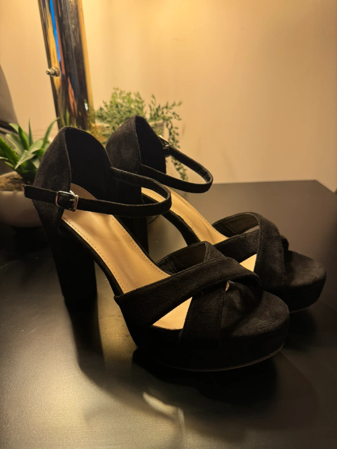 Black Suede Platform Heels