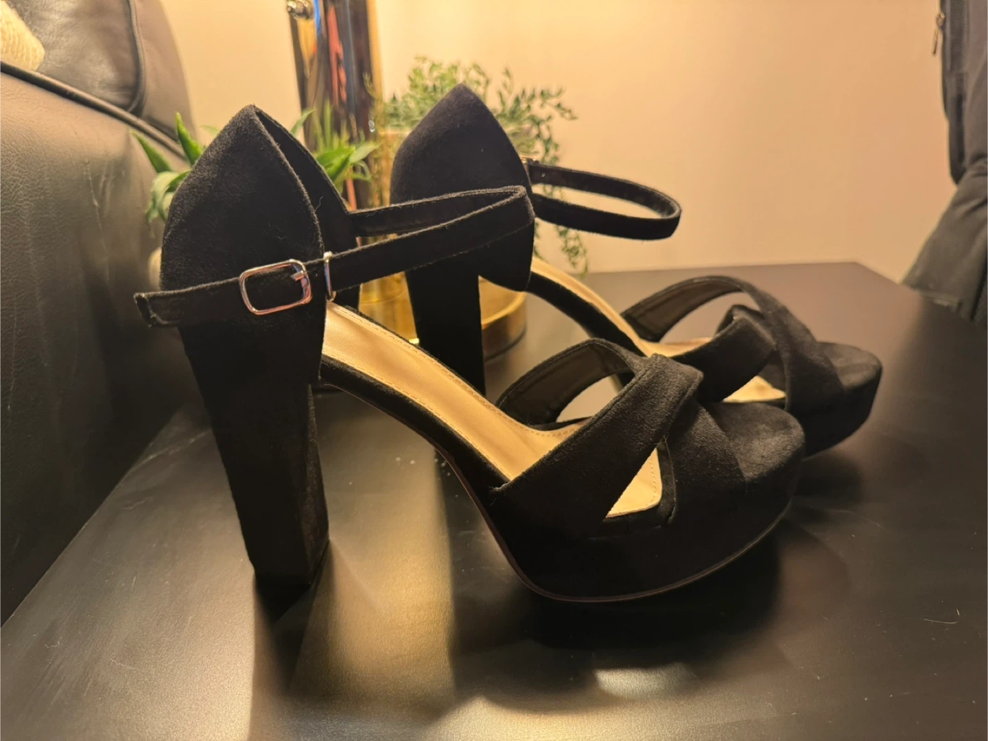 Black Suede Platform Heels - photo 2