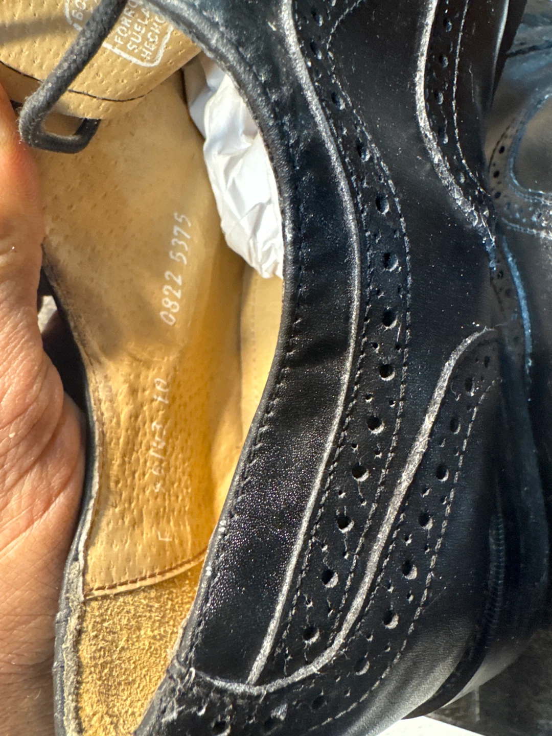 Black Leather Wingtip Oxford Dress Shoes - photo 4