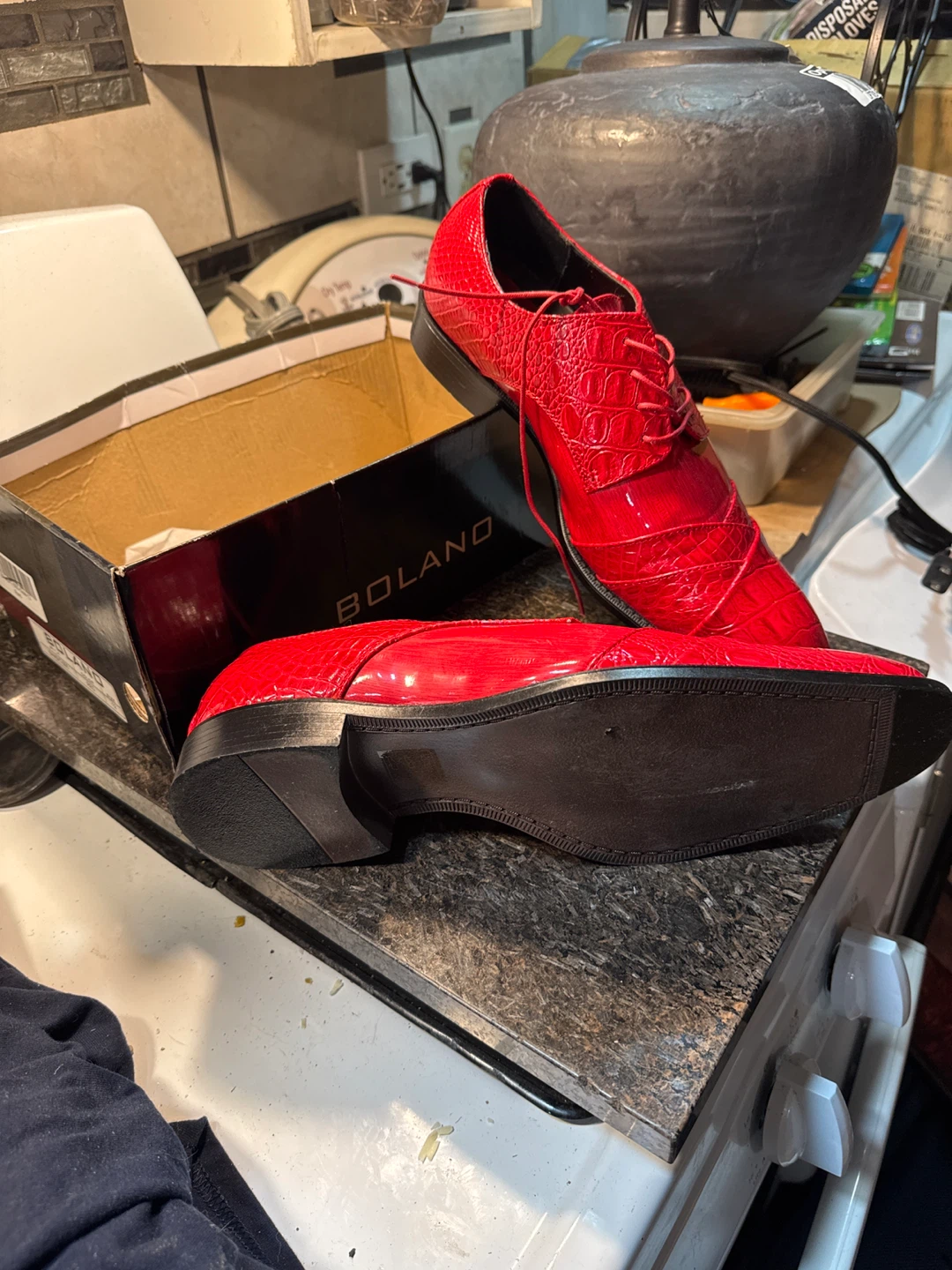 Bolano Men's Red Crocodile Print Dress Shoes Size 12 - photo 3