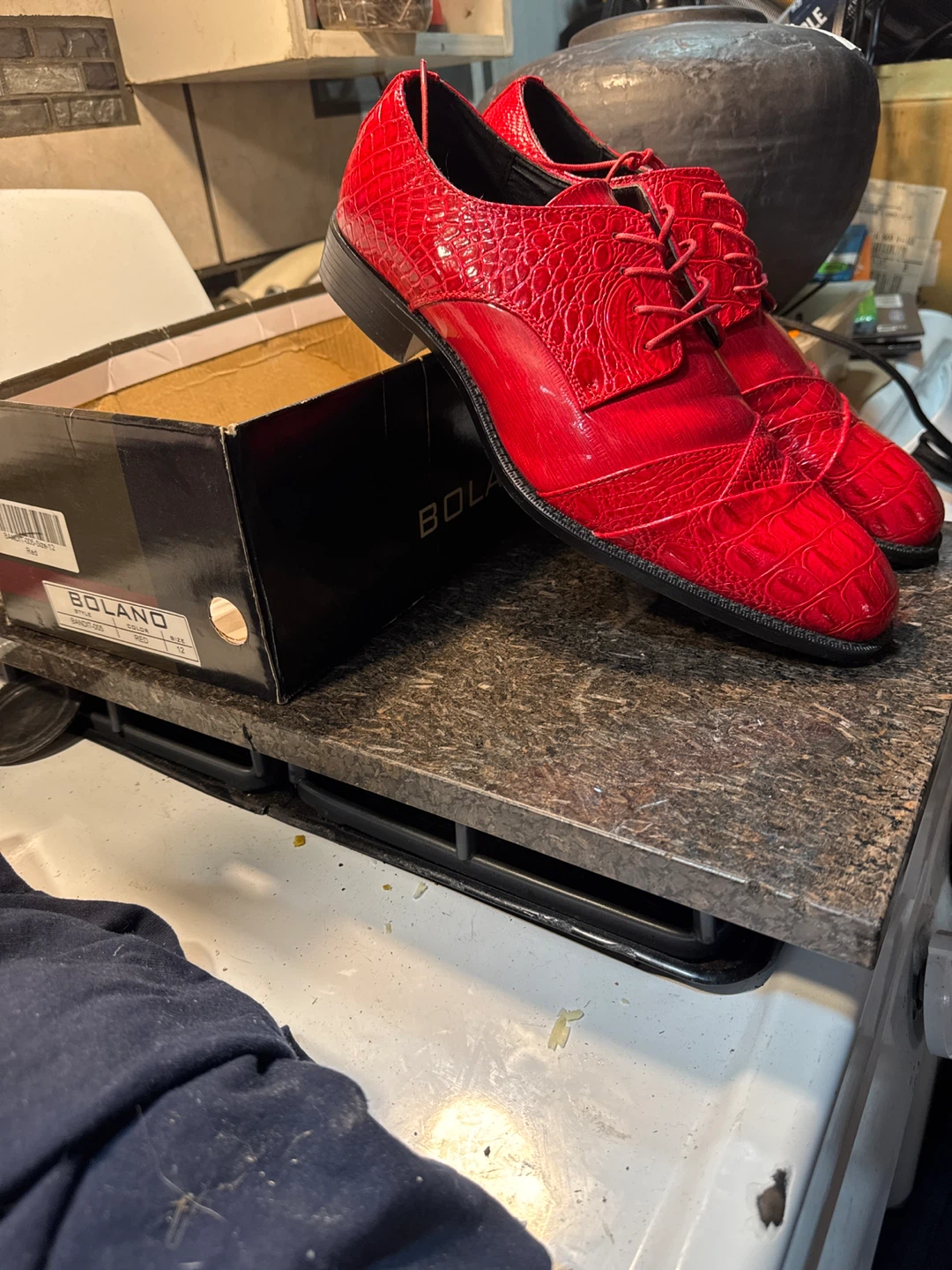 Bolano Men's Red Crocodile Print Dress Shoes Size 12 - photo 2