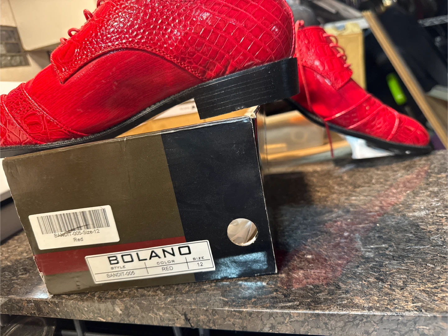 Bolano Men's Red Crocodile Print Dress Shoes Size 12 - photo 5