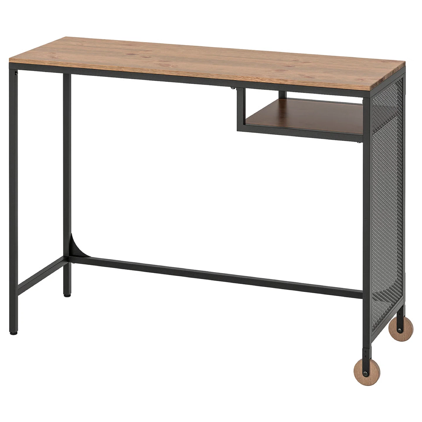Wooden Top Desk with Metal Frame and Shelf