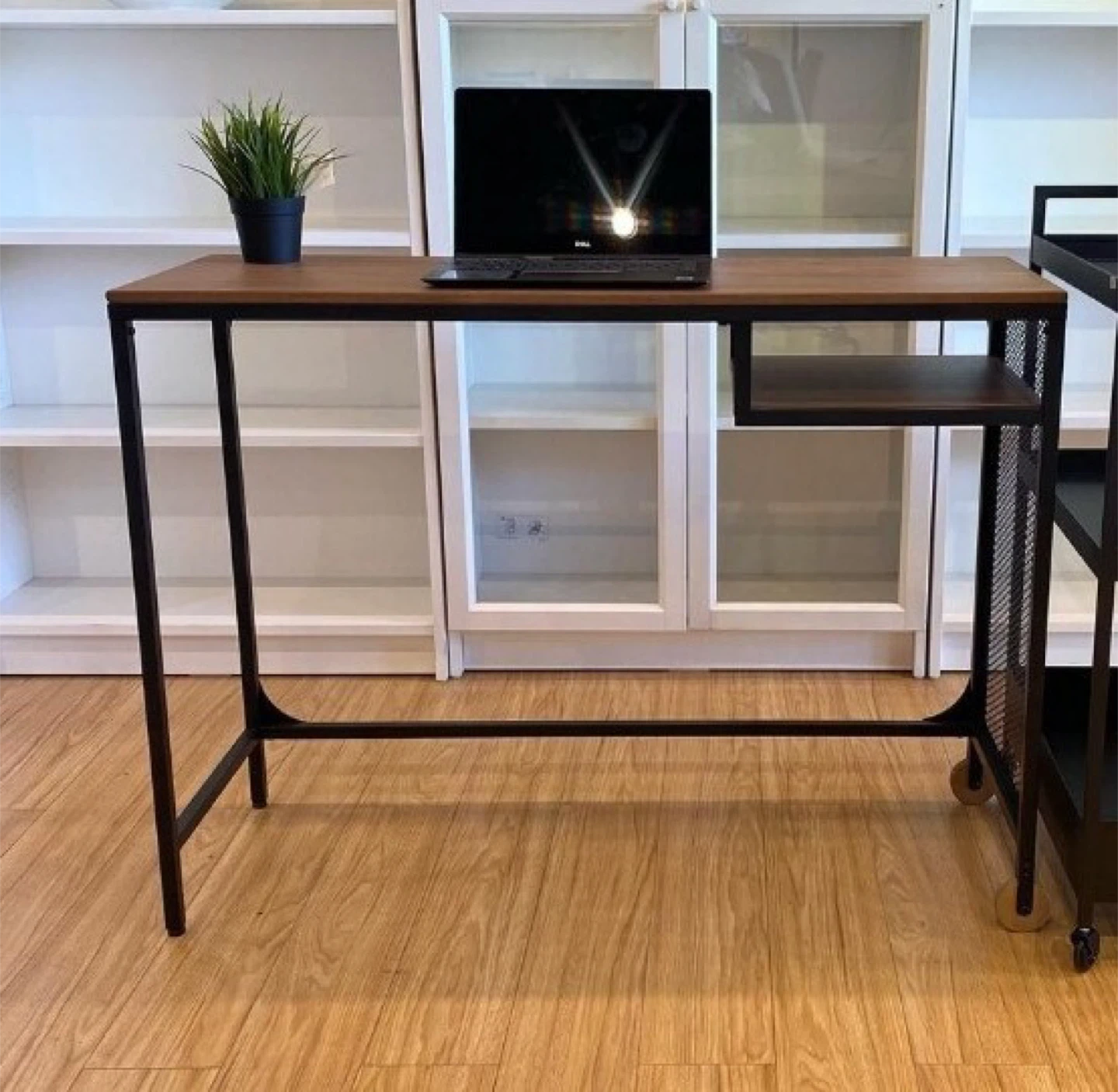 Wooden Top Desk with Metal Frame and Shelf - photo 2
