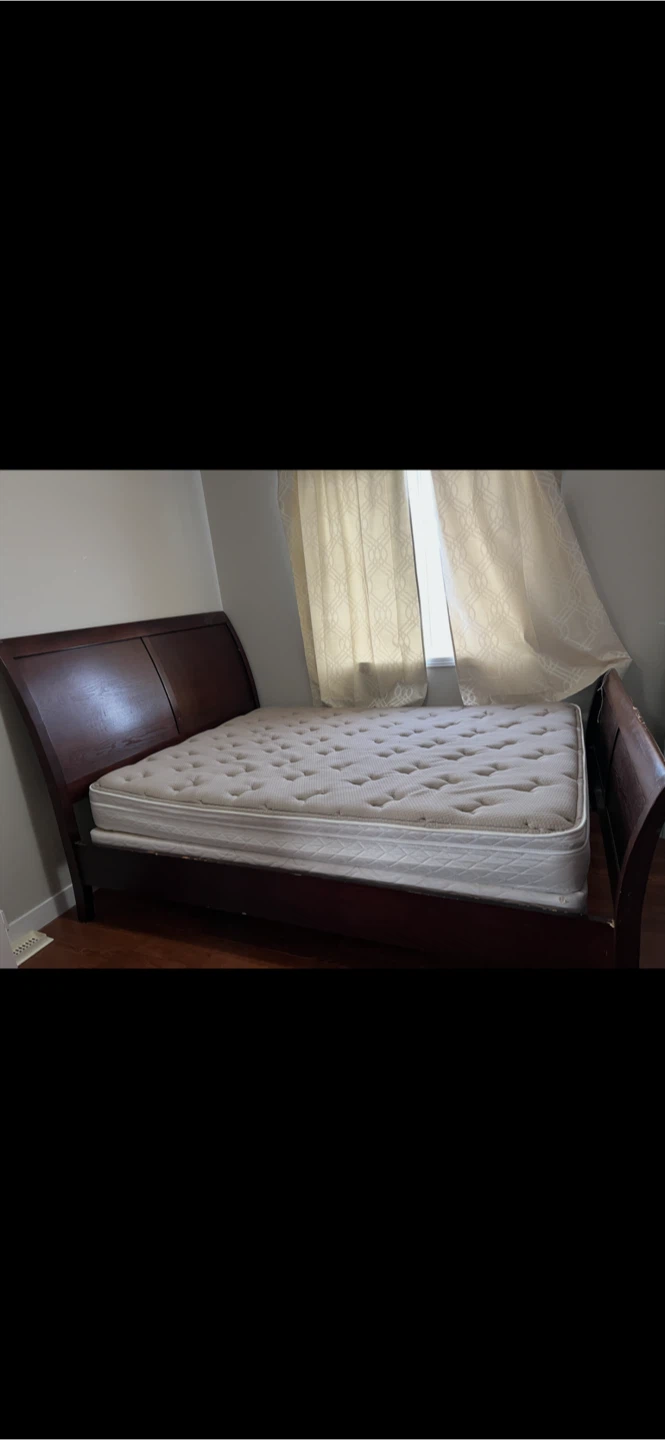 Wooden Bed Frame and Mattress