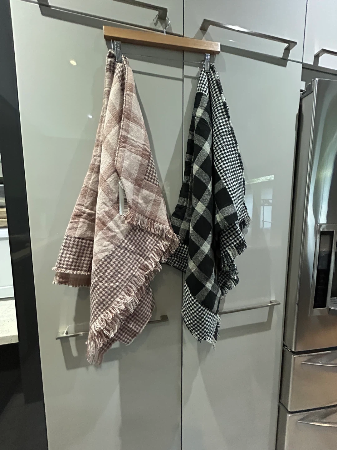 Reversible Plaid Scarves with Fringe
