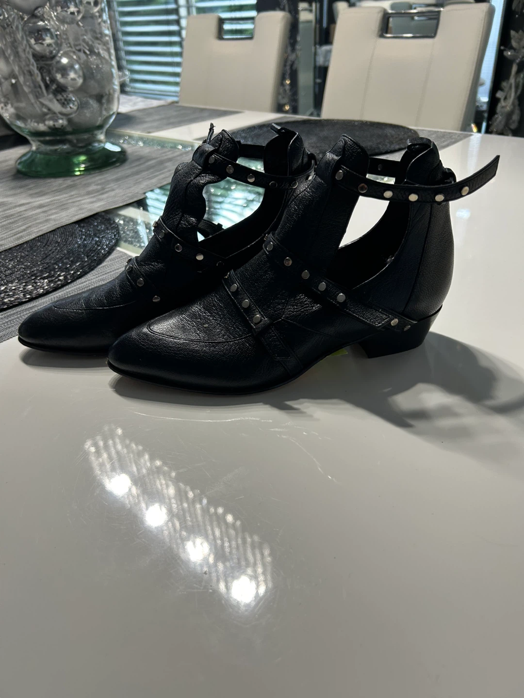 Jimmy Choo Black Leather Ankle Boots with Studs - photo 4