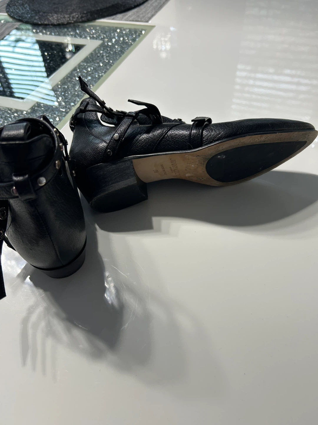 Jimmy Choo Black Leather Ankle Boots with Studs - photo 3