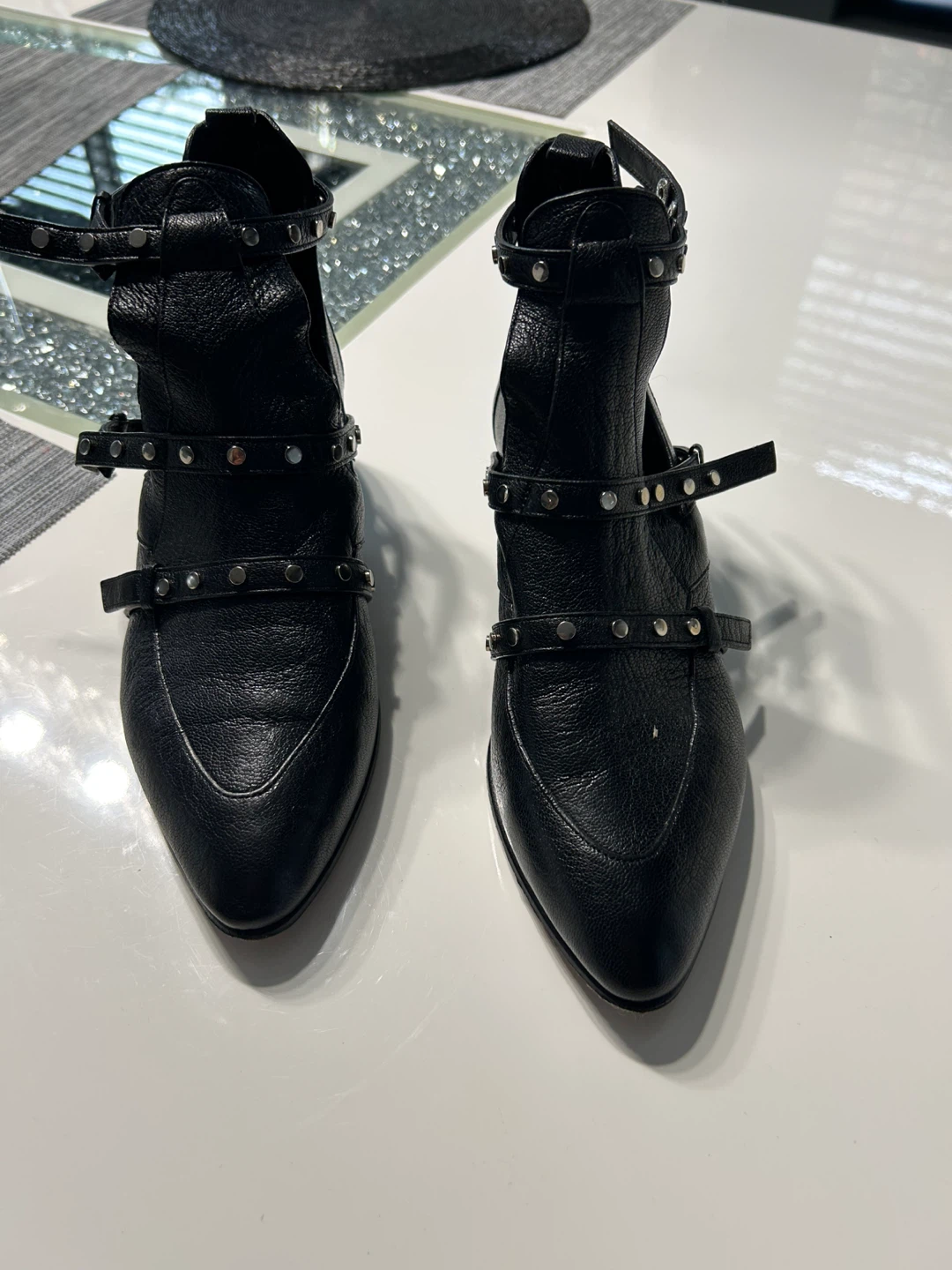 Jimmy Choo Black Leather Ankle Boots with Studs - photo 2