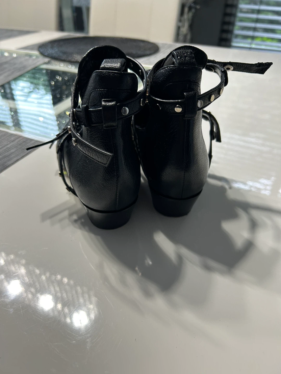 Jimmy Choo Black Leather Ankle Boots with Studs - photo 5