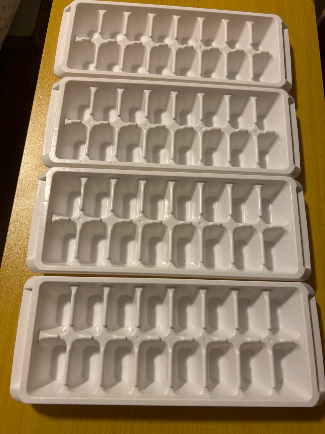 Set of 4 White Plastic Ice Cube Trays
