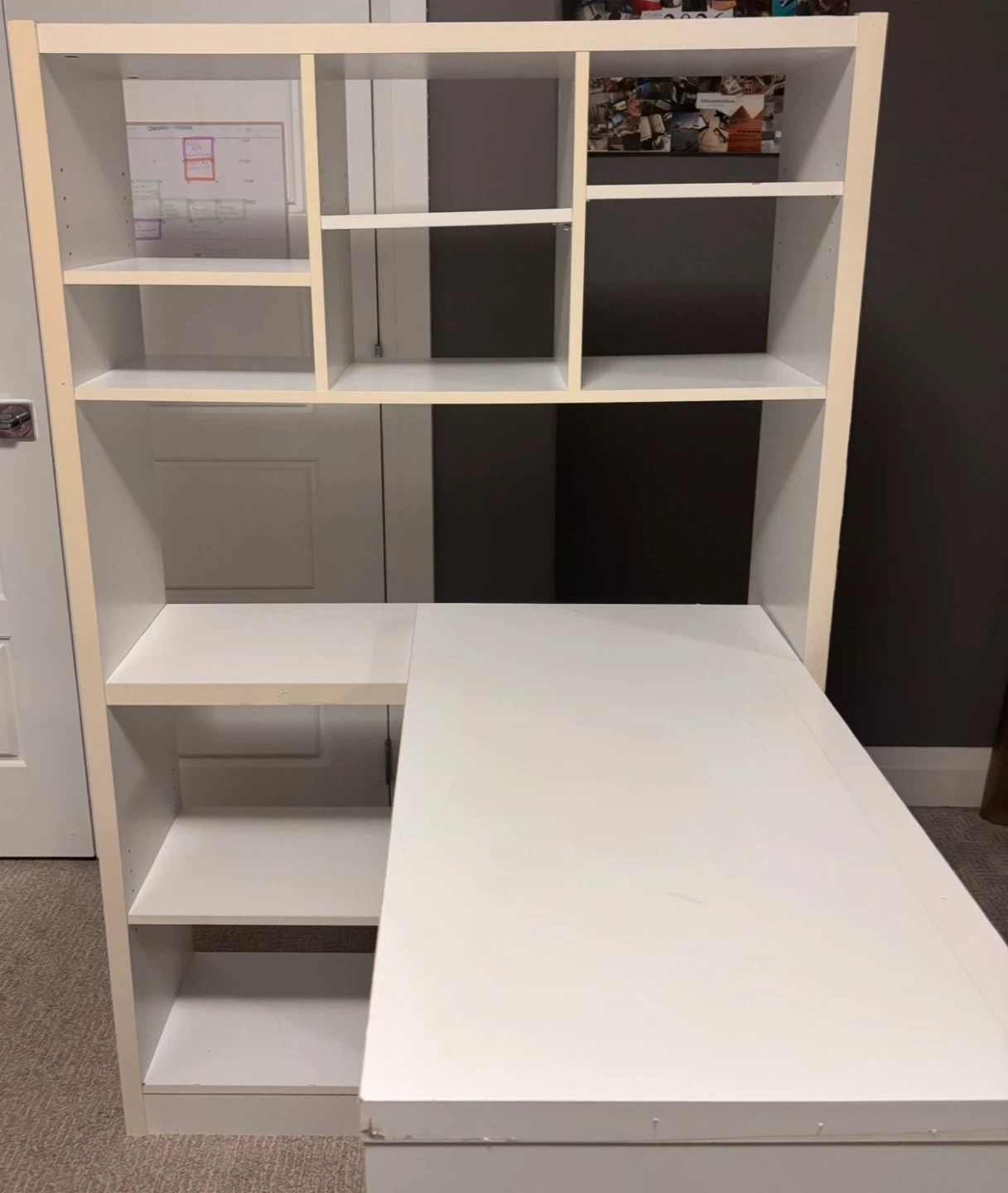 White Bookshelf Desk with Keyboard Tray - photo 4
