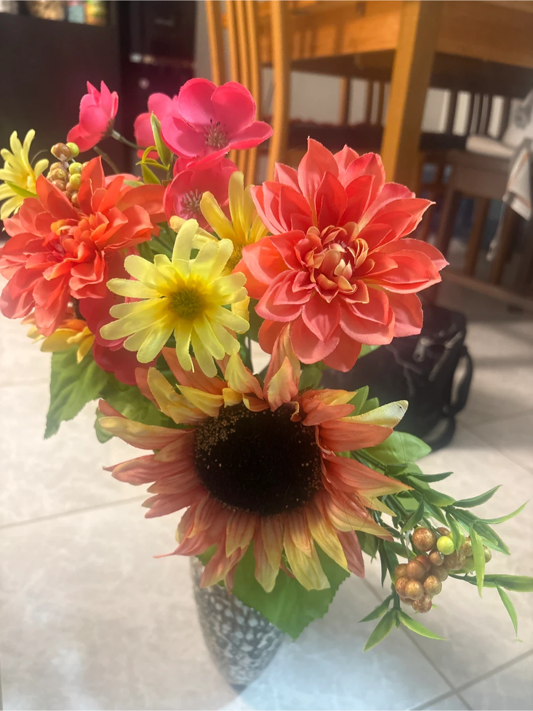 Artificial Flower Arrangement in Decorative Vase
