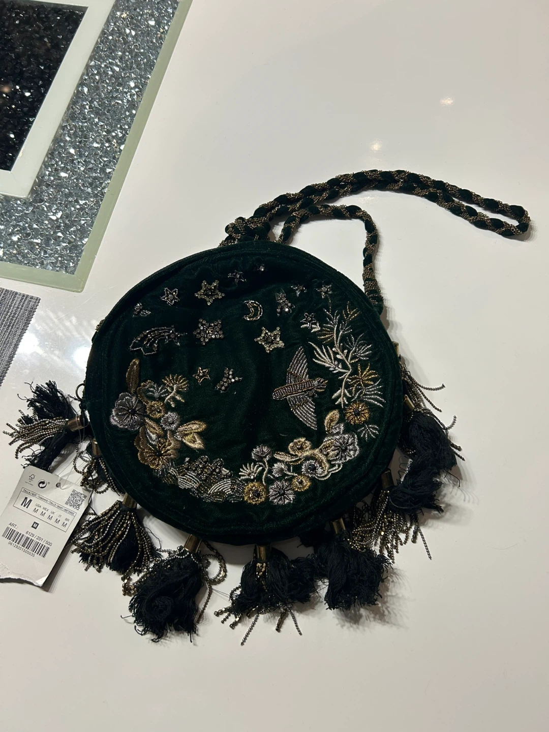 Zara Accessories Velvet Round Bag with Embroidery - photo 3