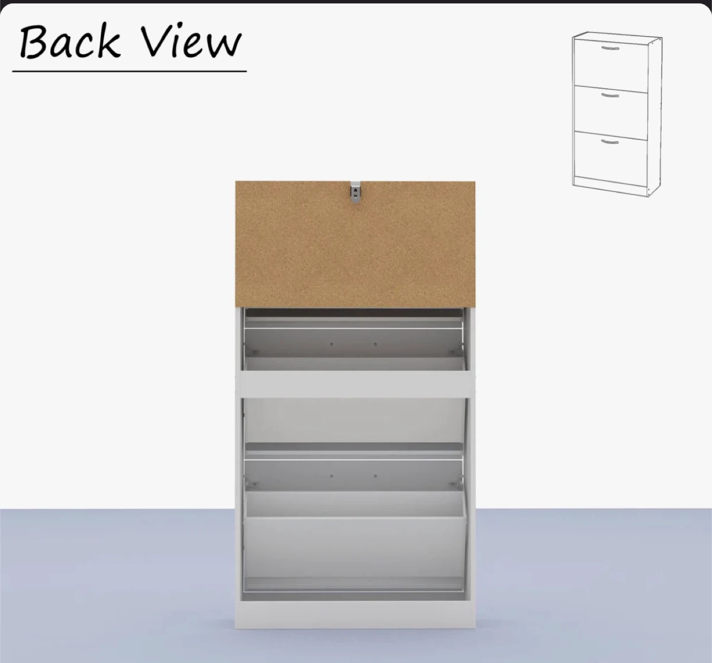 White 3-Tier Shoe Cabinet with Flip Drawers - photo 3