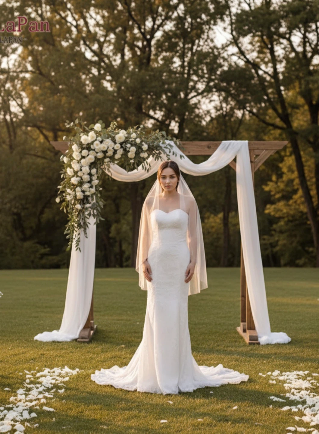 White Bridal Veil with Rhinestone Embellishments - photo 2