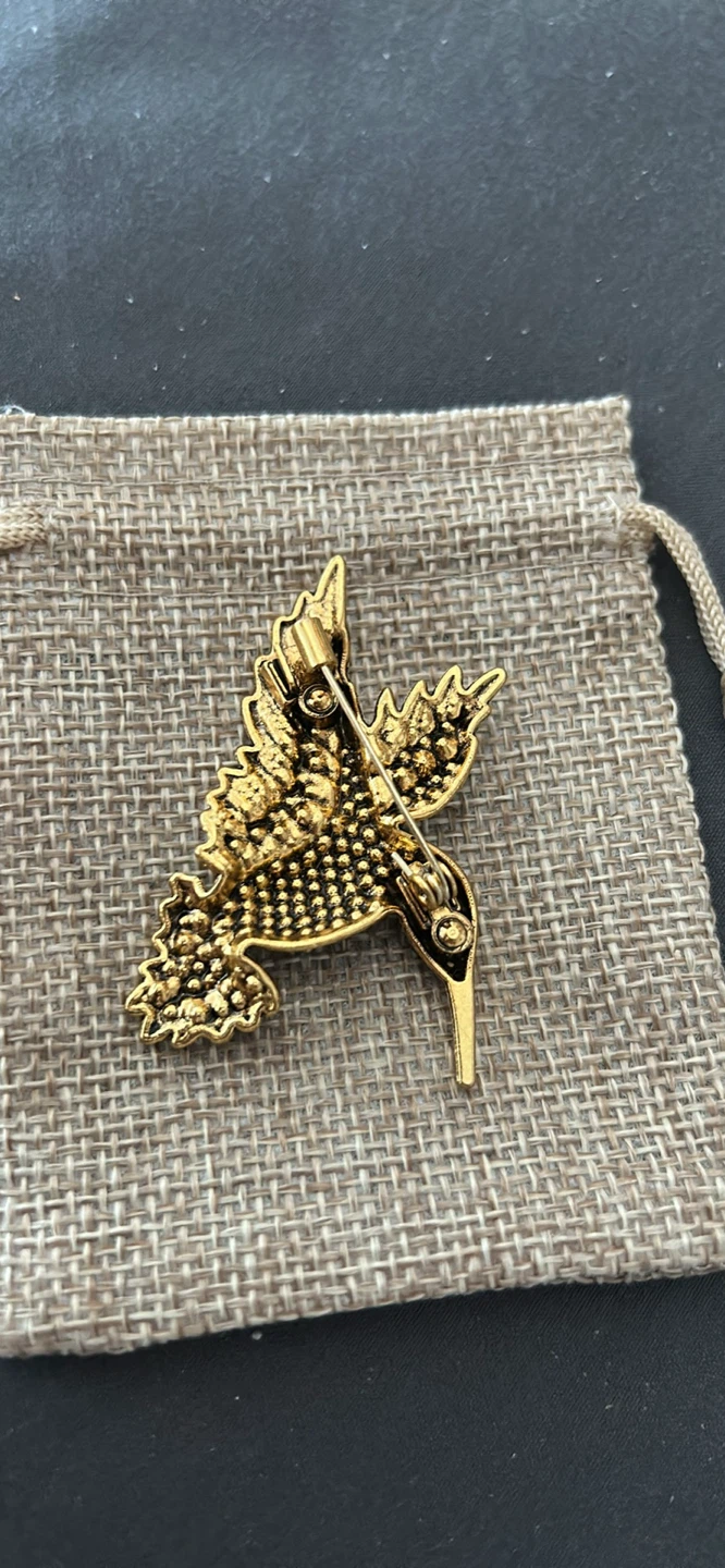 Goldtone Hummingbird Brooch with Blue and Green Crystals - photo 2