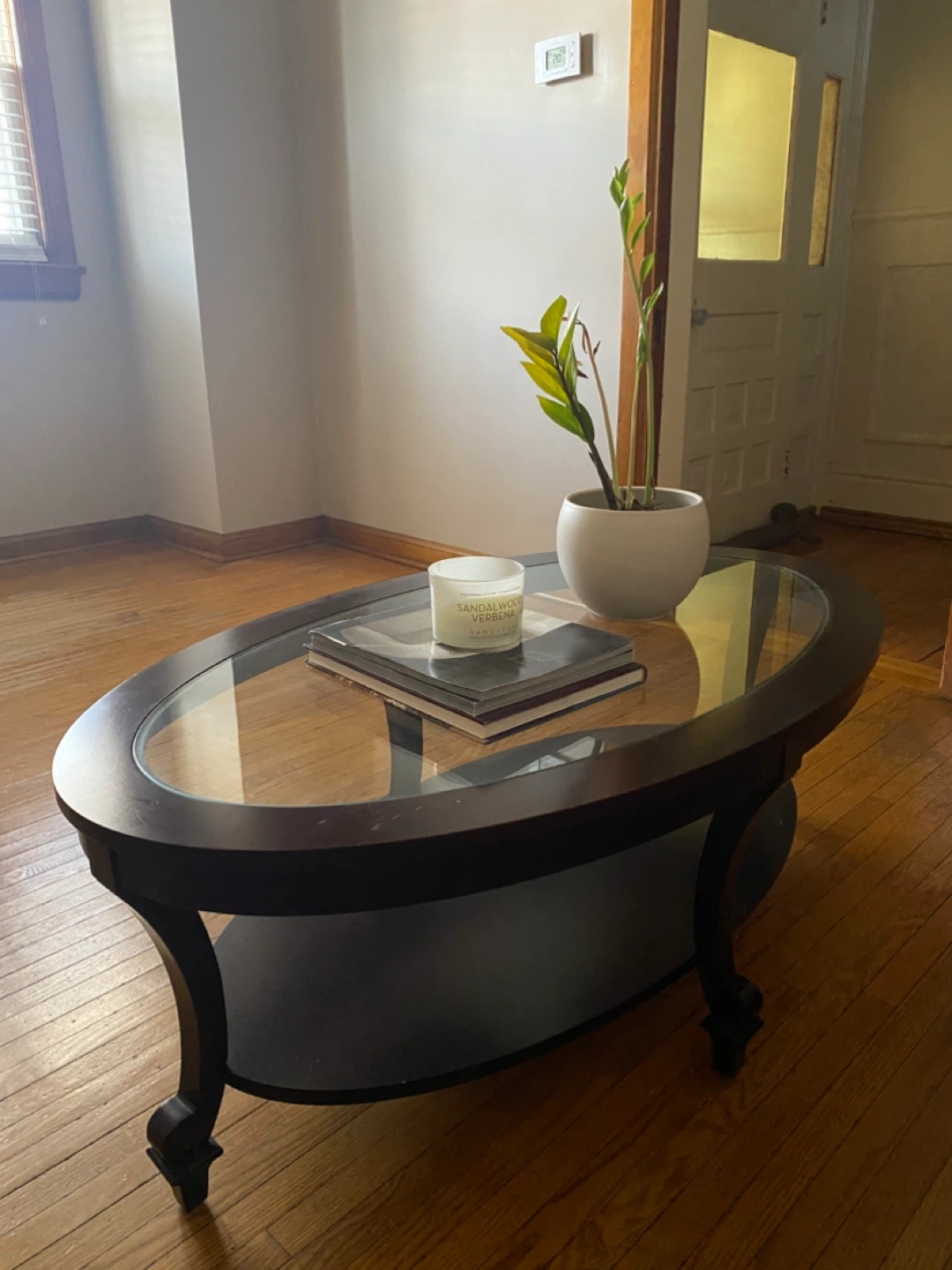 Oval Coffee Table with Glass Top