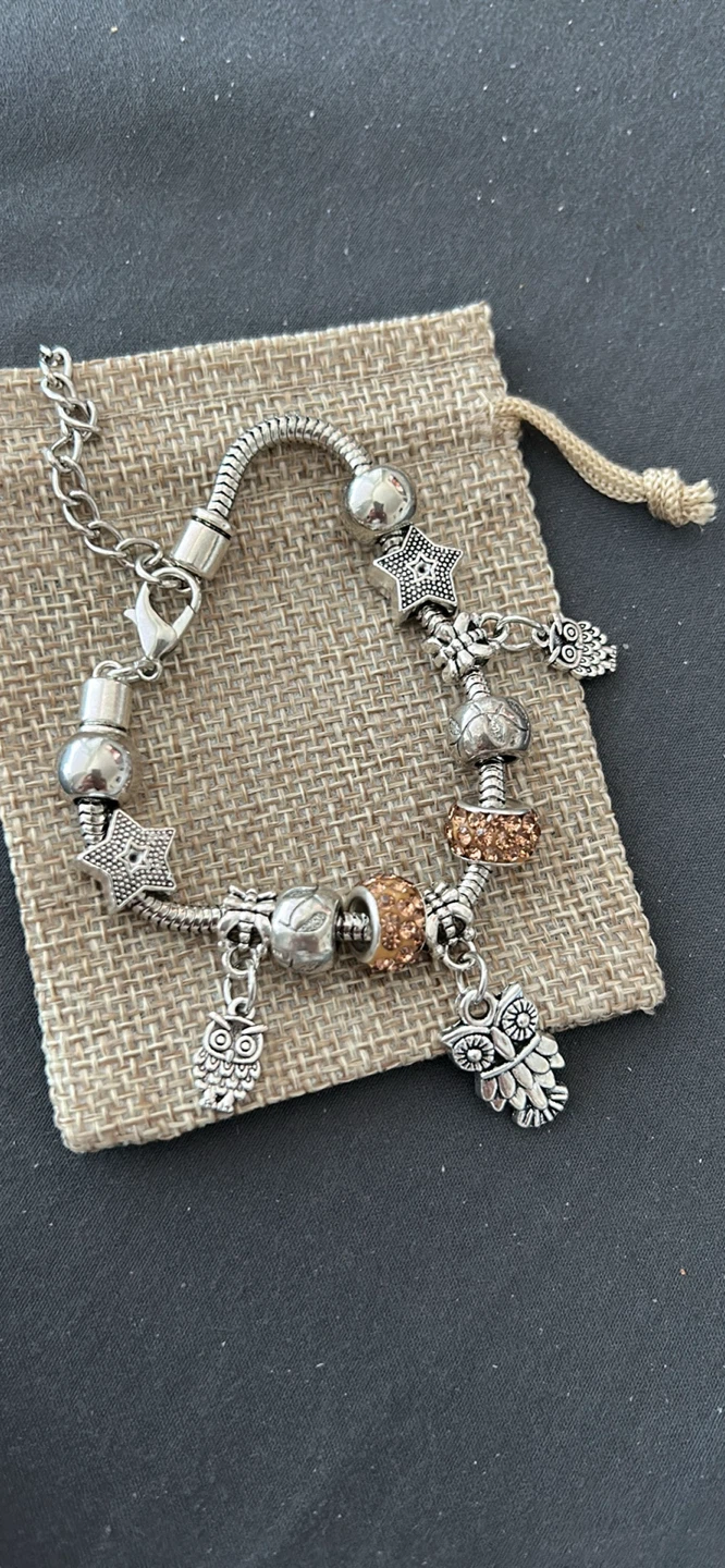 Owl Charm Bracelet with Sparkle Beads - photo 2